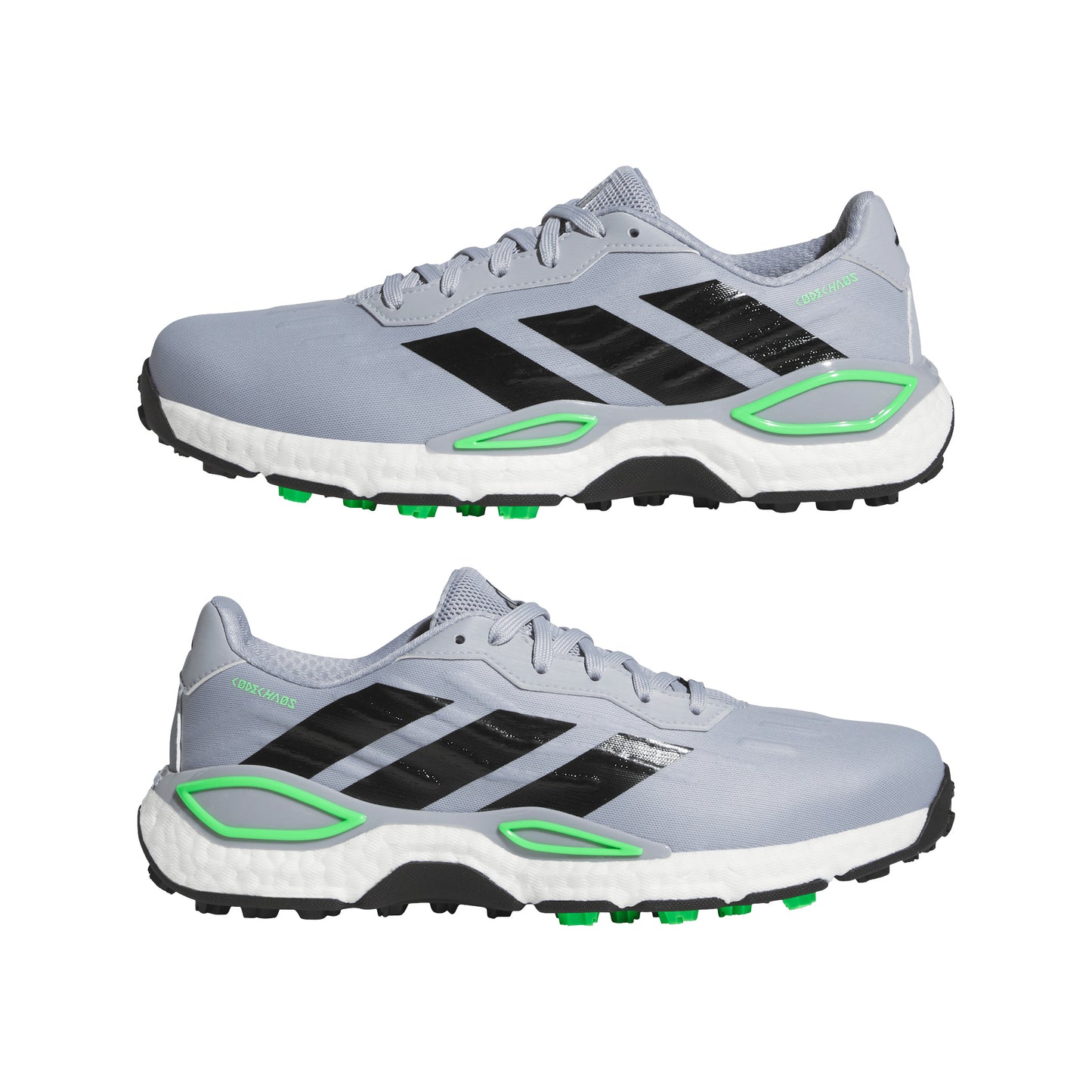 ADIDAS MEN'S CODE CHAOS 27 SPIKELESS GOLF SHOES SILVER/BLACK/GREEN